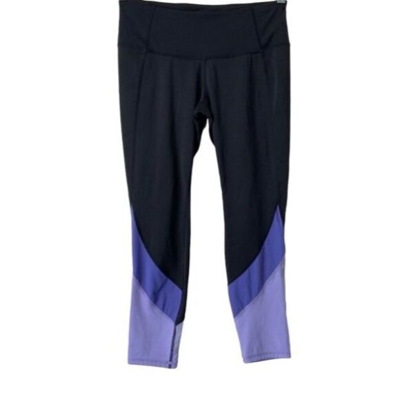 Tangerine Black Purple Lavender Color-block Leggings S - Picture 1 of 9